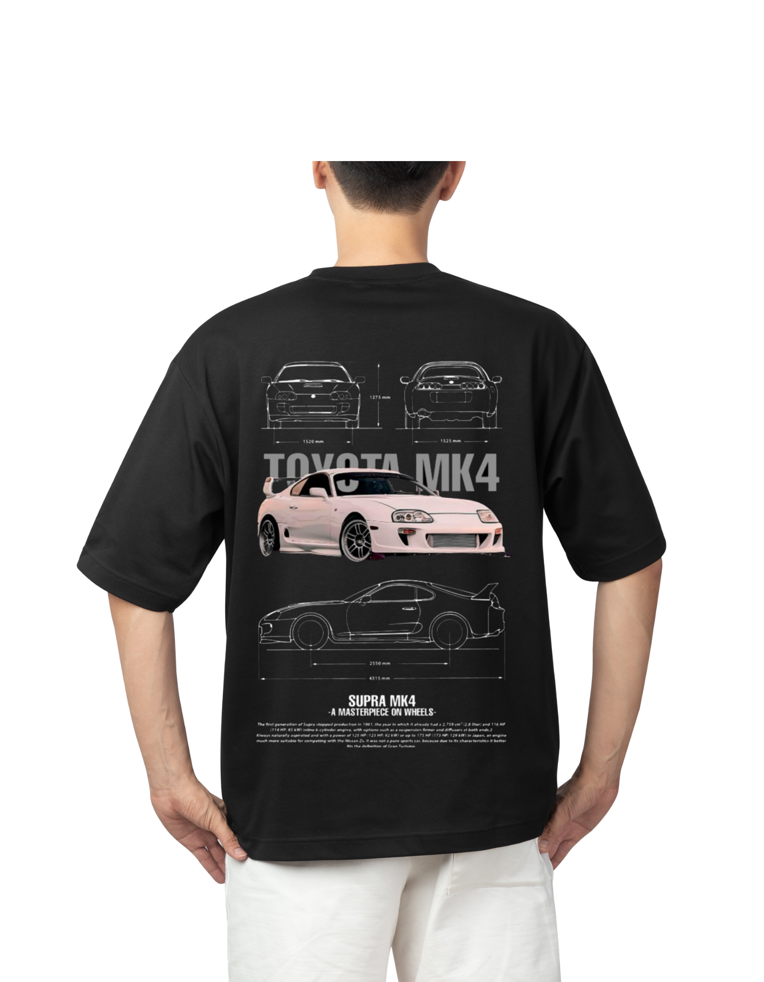 Supra MK4 Car Graphic Oversized T-Shirt – Black | JDM Inspired Streetwear