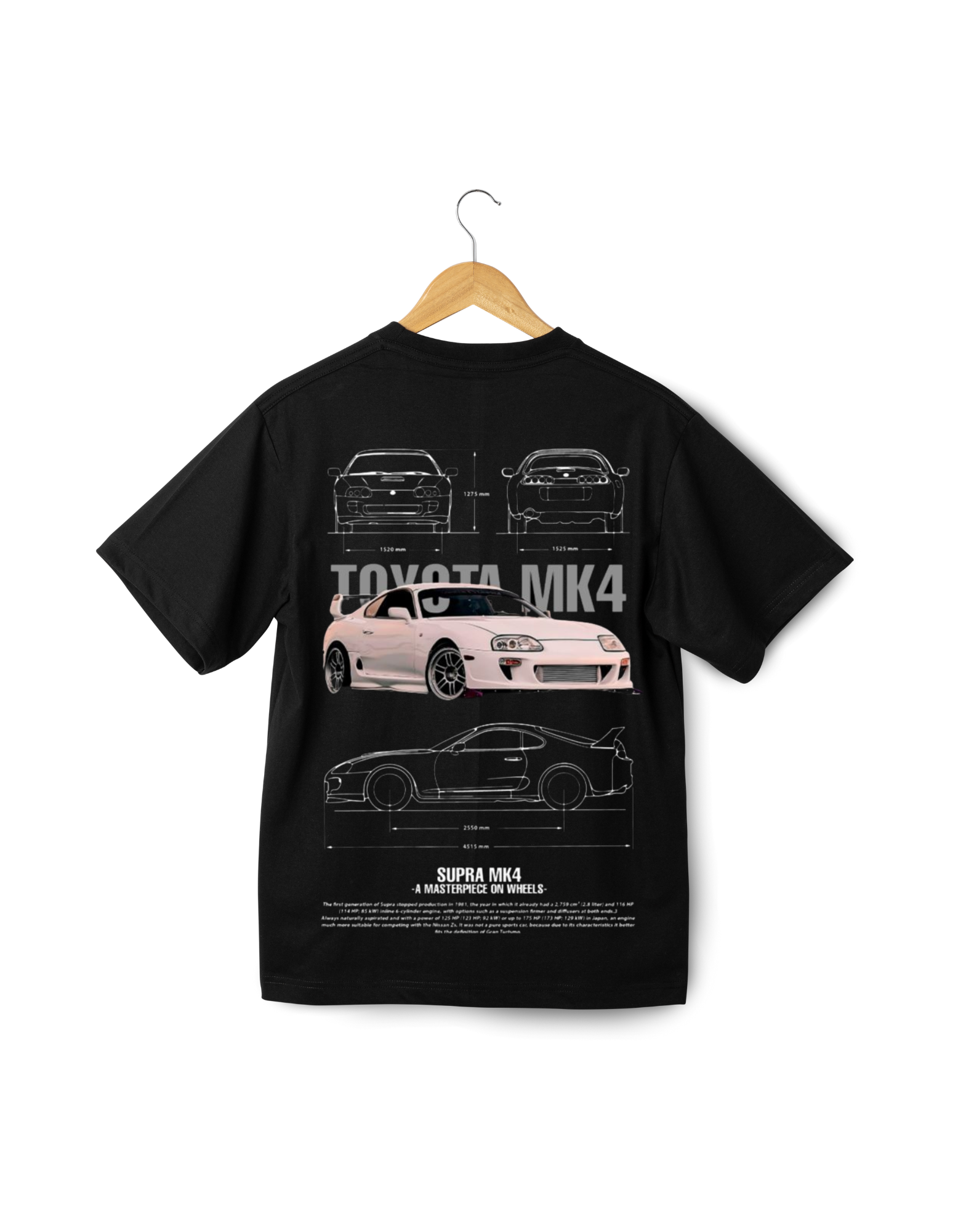Supra MK4 Car Graphic Oversized T-Shirt – Black | JDM Inspired Streetwear