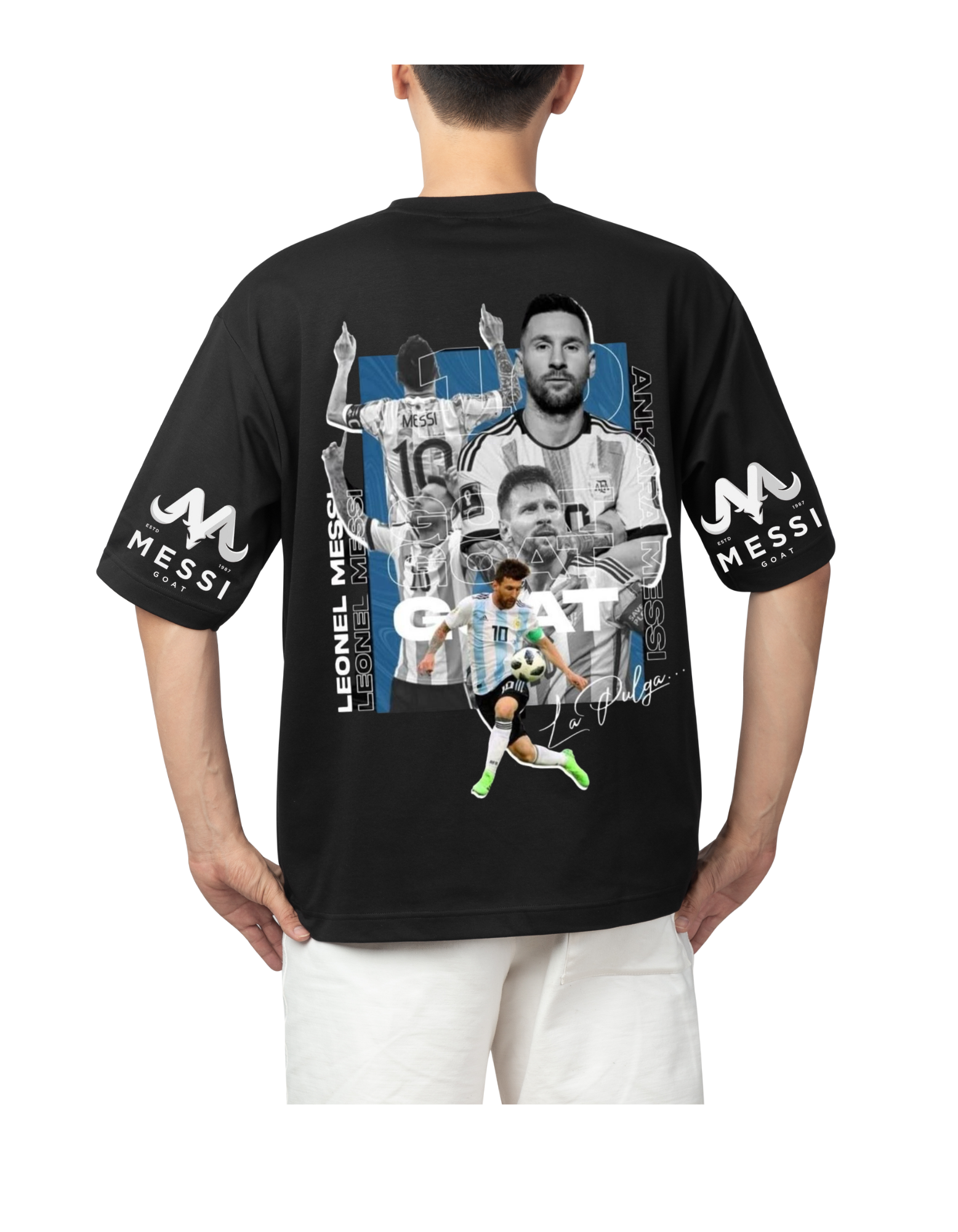 “Messi GOAT Tribute Oversized Black T-Shirt – Limited Edition”