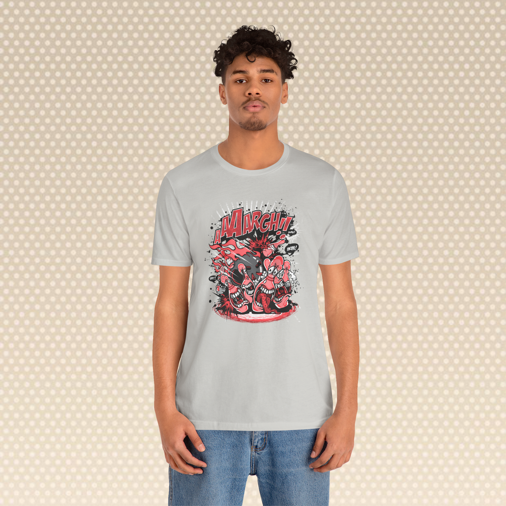 "AARGH! Comic-Style Monster Battle Graphic Tee – Unisex T-Shirt"
