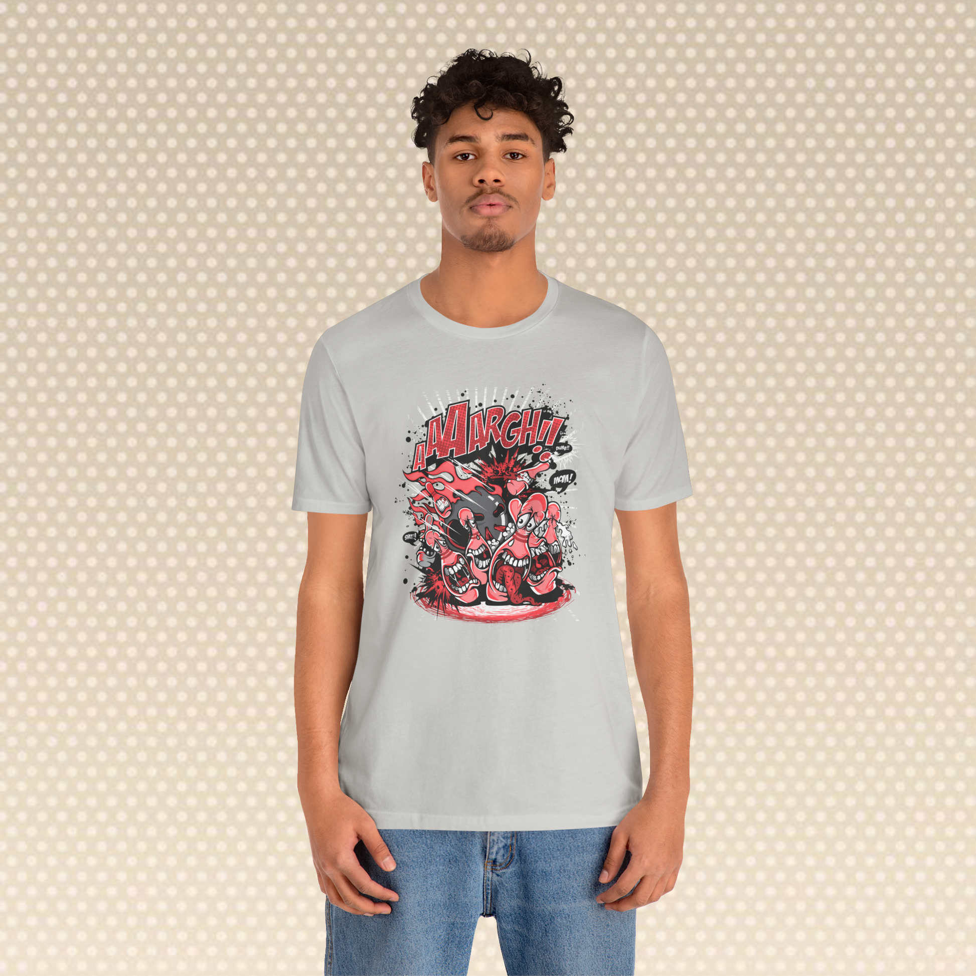"AARGH! Comic-Style Monster Battle Graphic Tee – Unisex T-Shirt"