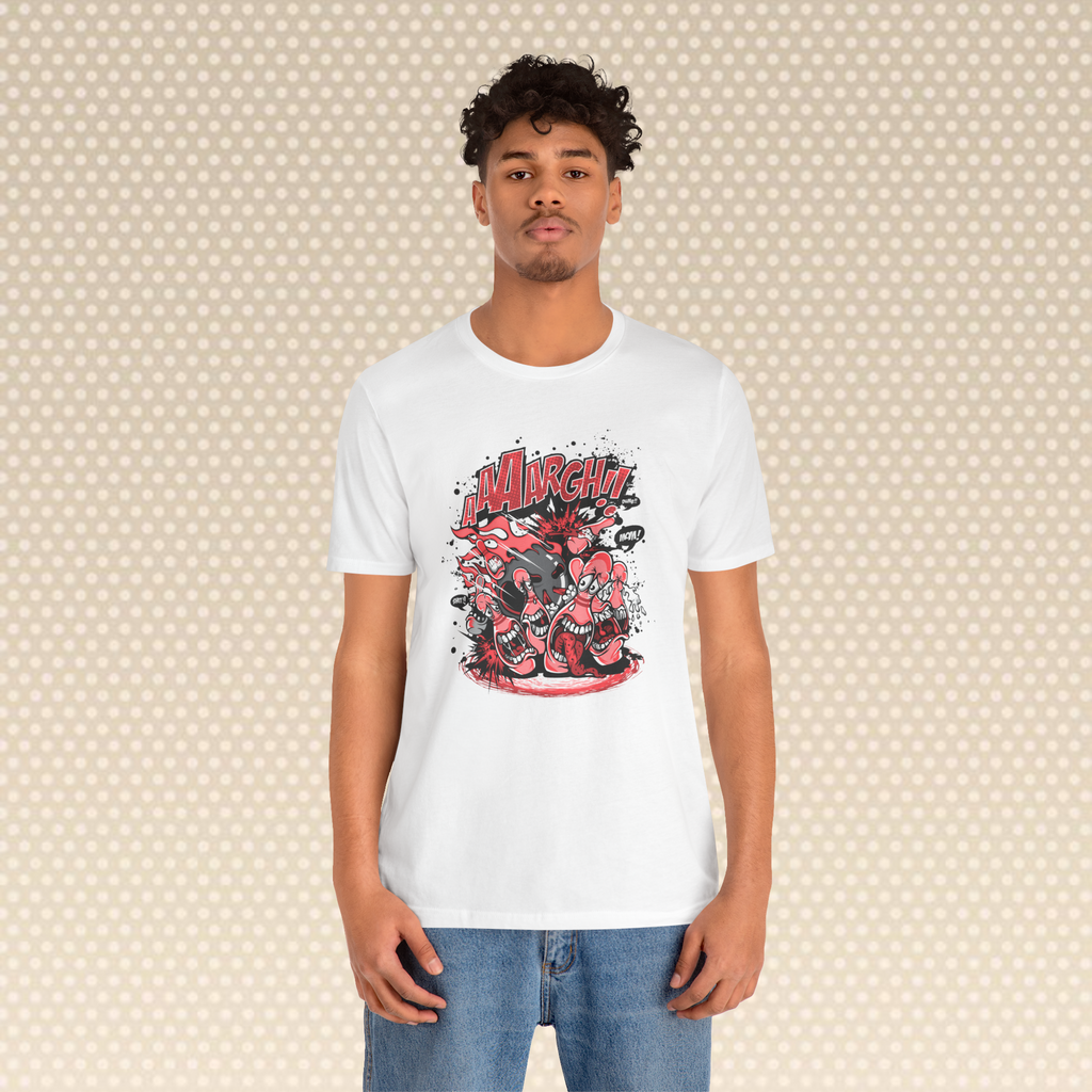 "AARGH! Comic-Style Monster Battle Graphic Tee – Unisex T-Shirt"