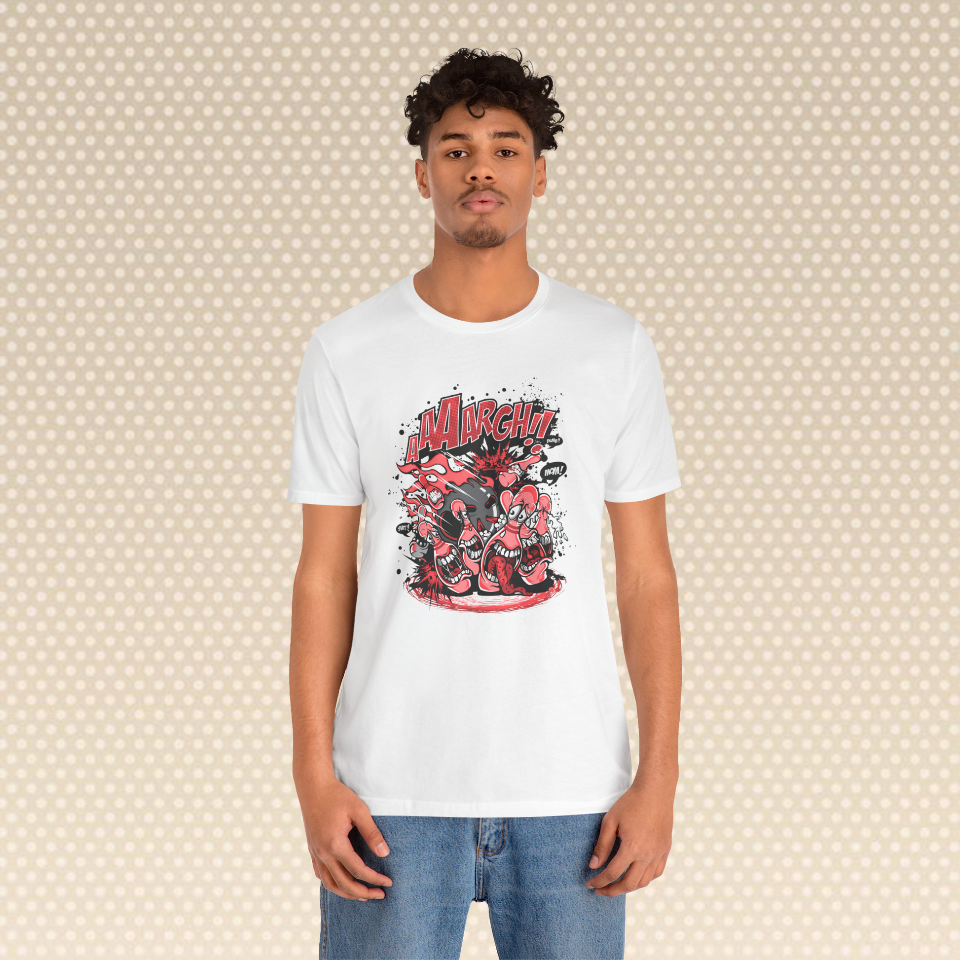 "AARGH! Comic-Style Monster Battle Graphic Tee – Unisex T-Shirt"