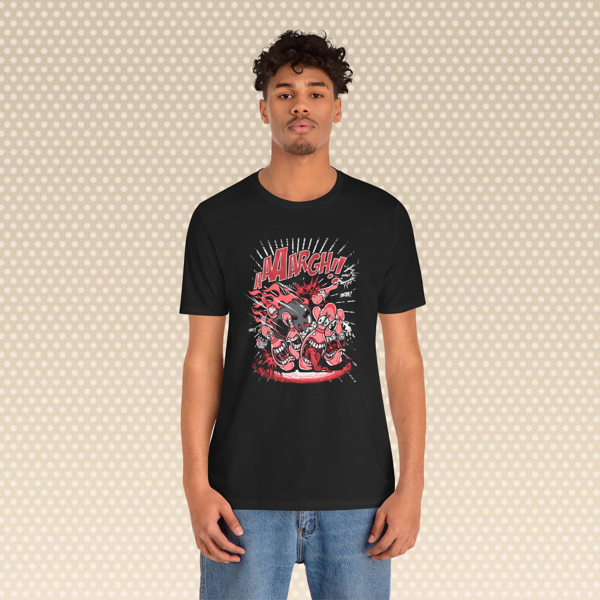 "AARGH! Comic-Style Monster Battle Graphic Tee – Unisex T-Shirt"