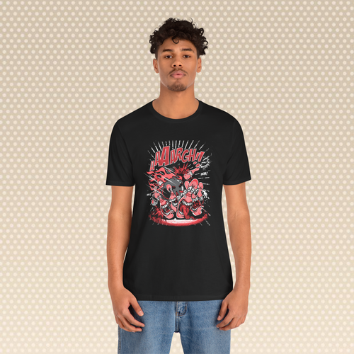 "AARGH! Comic-Style Monster Battle Graphic Tee – Unisex T-Shirt"