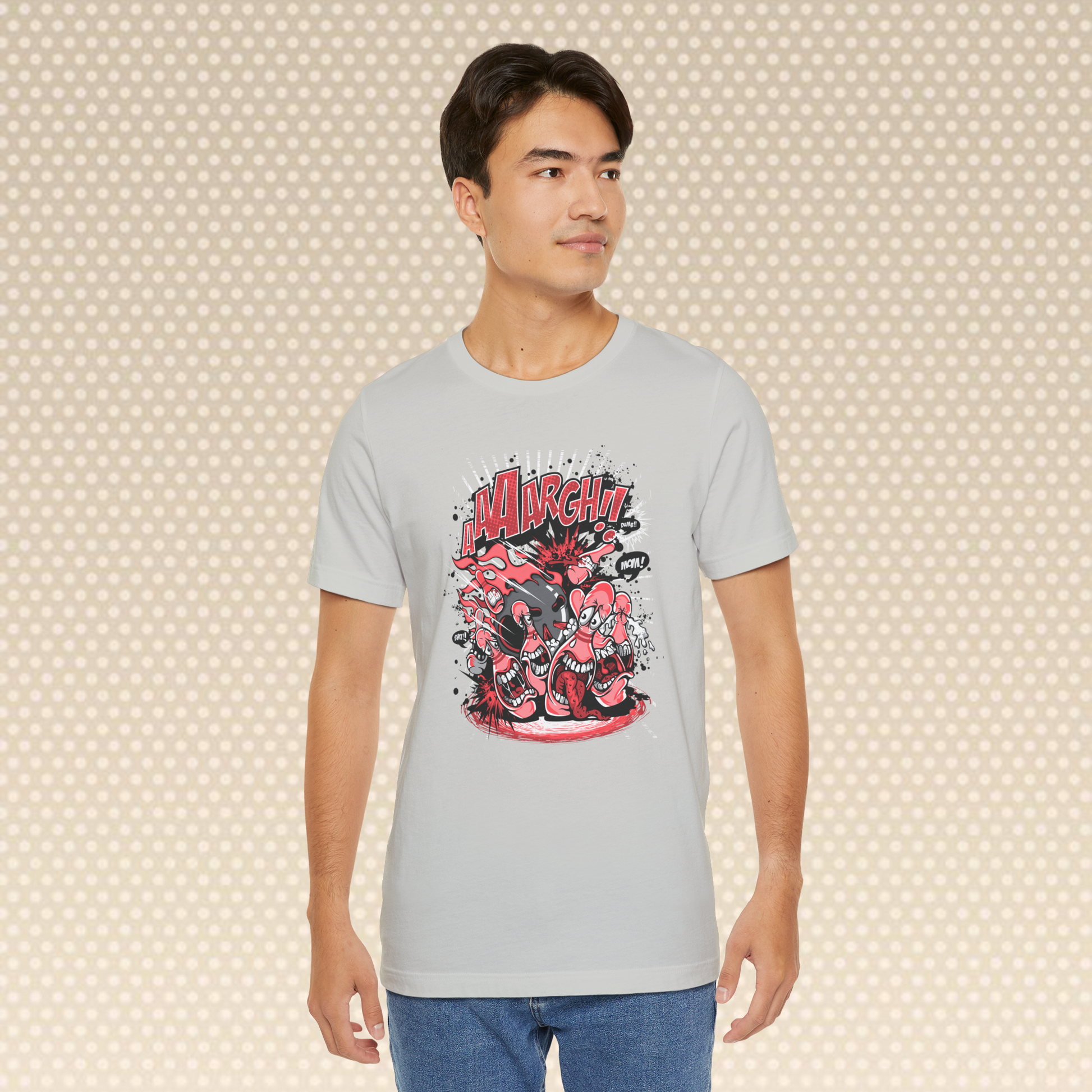 "AARGH! Comic-Style Monster Battle Graphic Tee – Unisex T-Shirt"