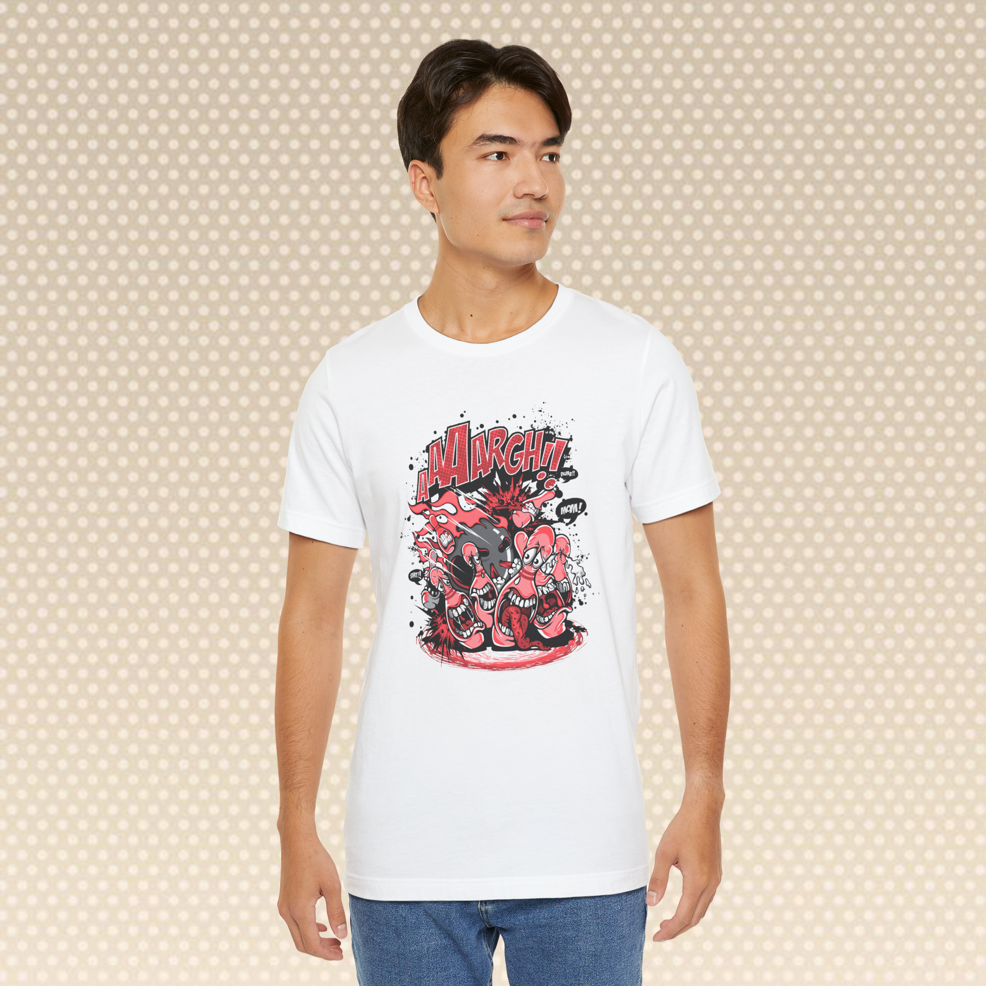 "AARGH! Comic-Style Monster Battle Graphic Tee – Unisex T-Shirt"