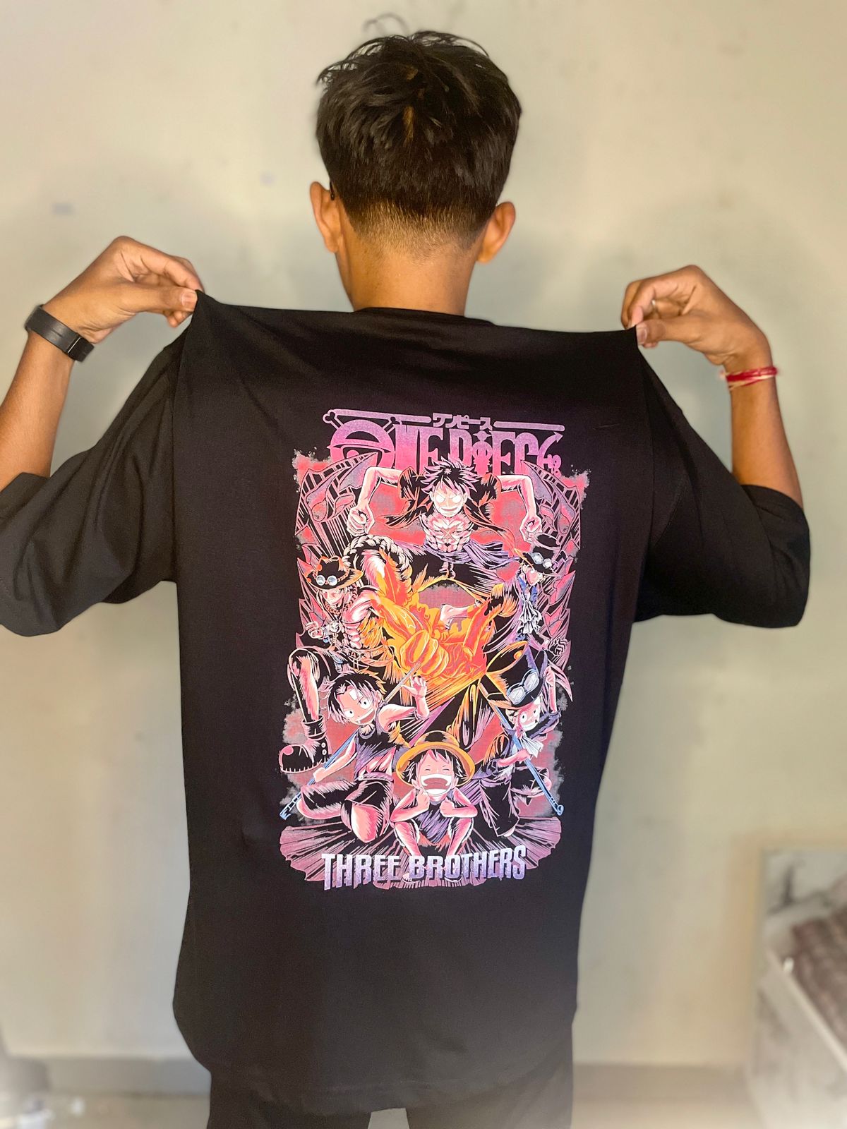 One Piece "Three Brothers" Anime oversize T-Shirt – Luffy, Ace, Sabo | Front & Back Print | Unisex Cotton Tee